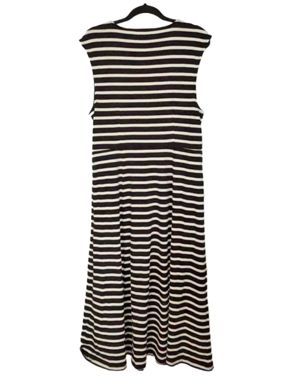J. Crew Black & White Striped Cap Sleeve A-Line Midi Dress - Size L - NWT - Picture 3 of 5